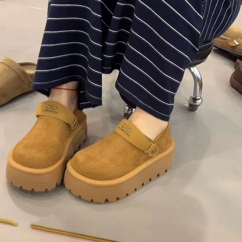 厚底全包勃肯鞋女2025新款春秋一脚蹬单鞋休闲乐福鞋女两穿懒人鞋