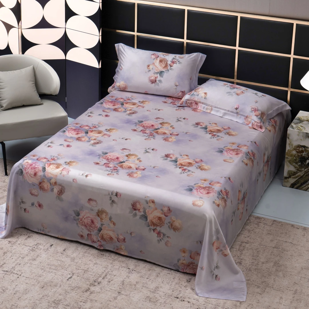 【 印花三件套 】60支兰精天丝 床单款 轻奢花型设计【东帝兴面料】