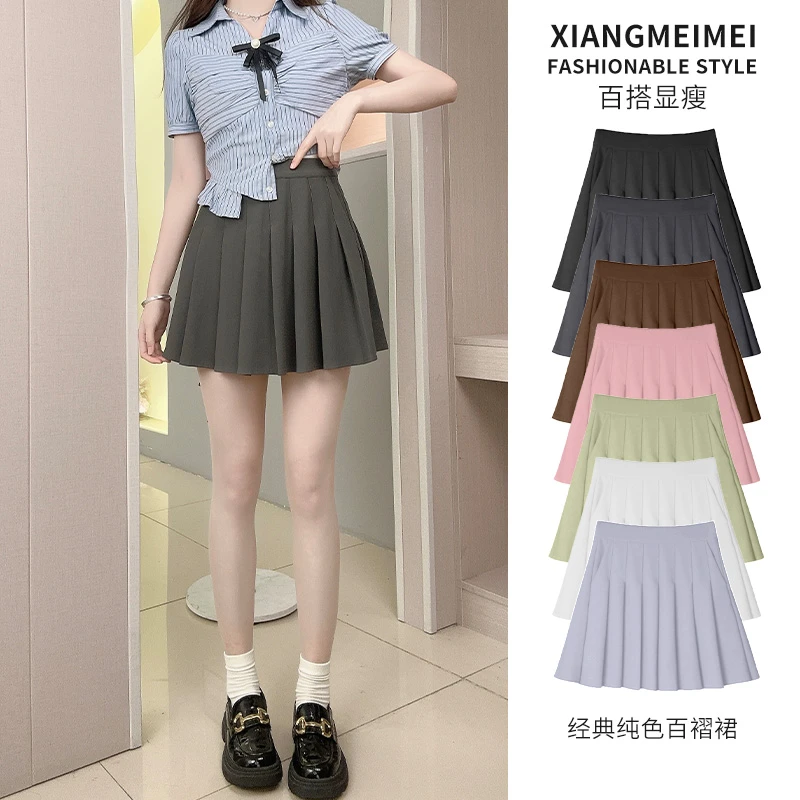 口袋夏季百褶显瘦洋气A字短裙百褶裙女款爆款2025新款