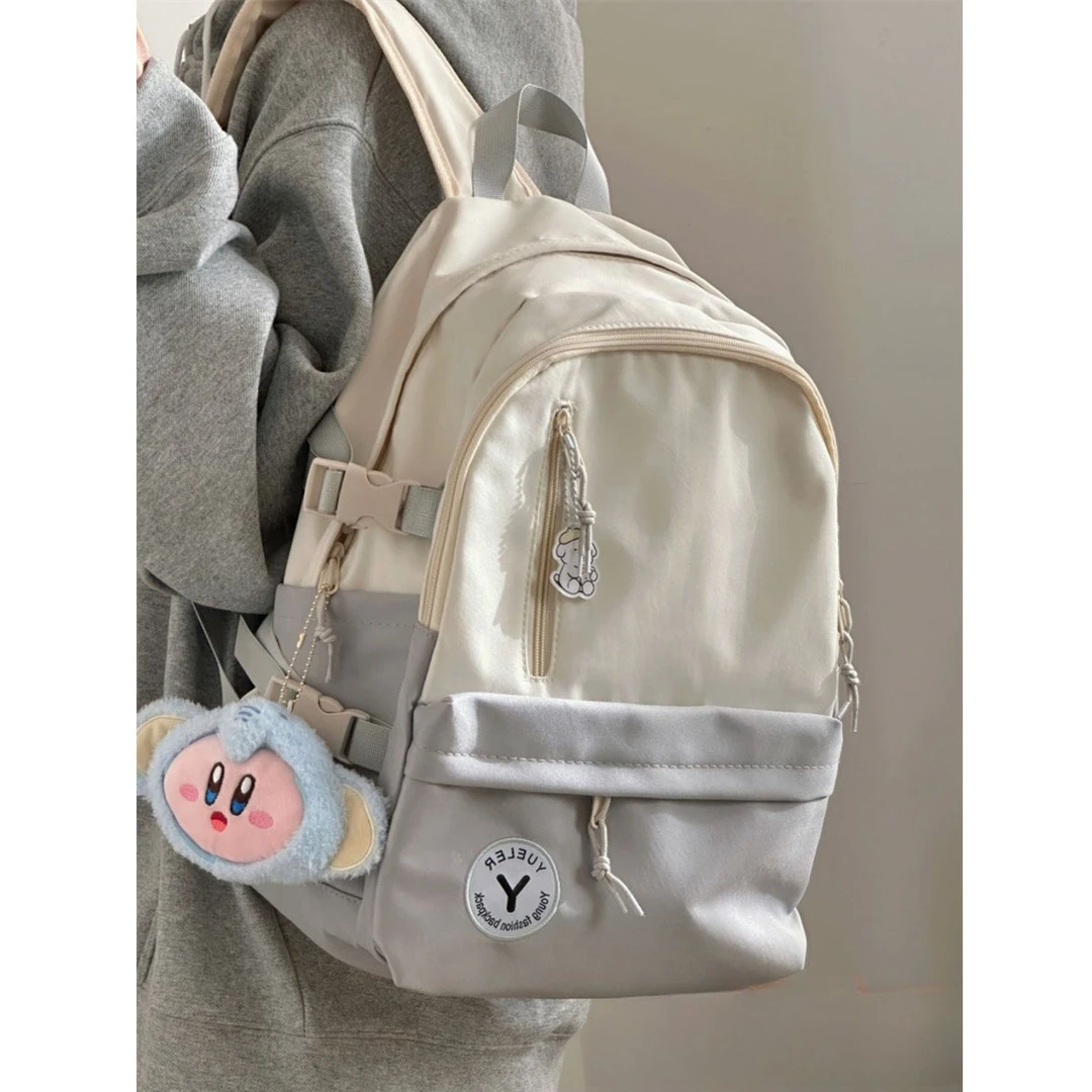 简约百搭书包女 日系ins初中生高中学生双肩包大容量校园休闲背包