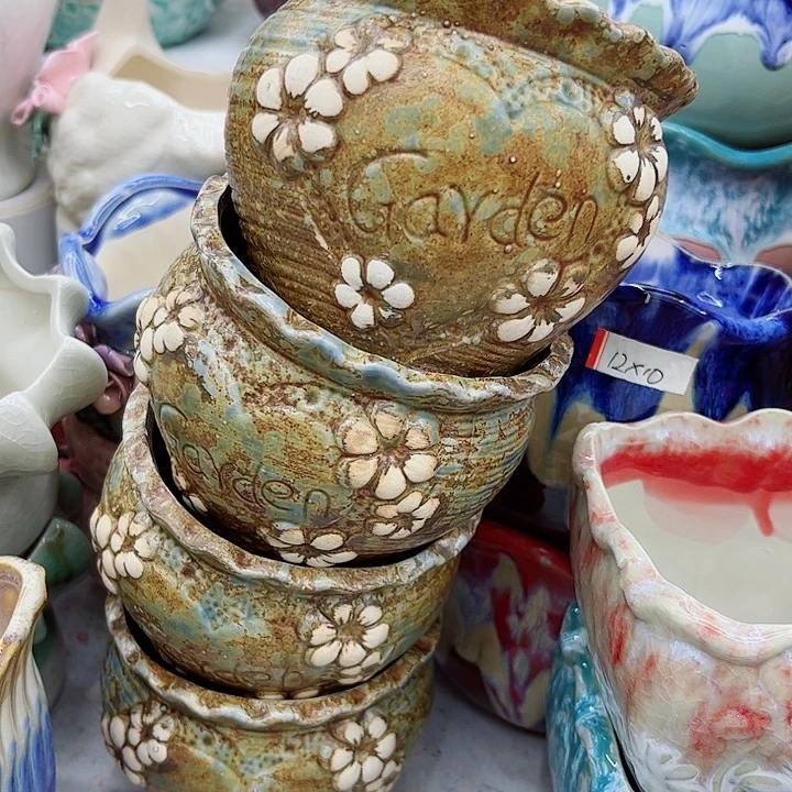 多肉绿植陶瓷花盆9.9包邮，有孔