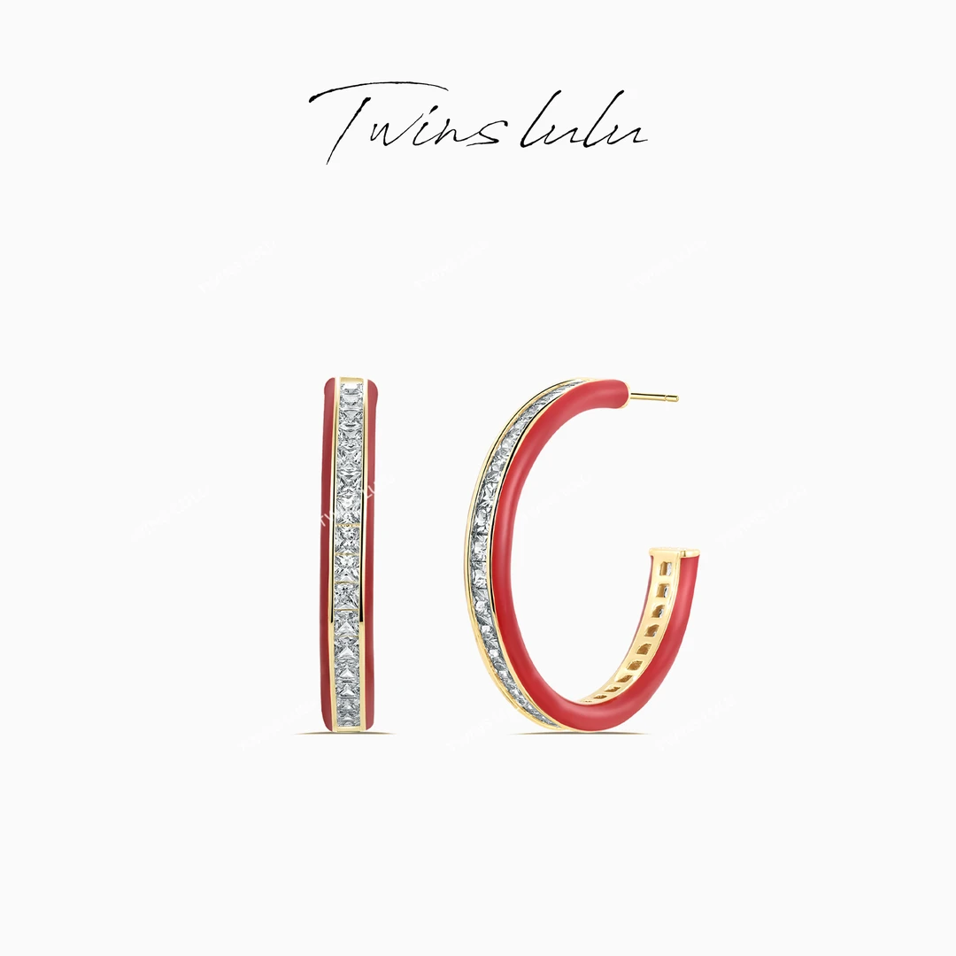 TWINS LULU镀K金新年款 气质轻奢圈圈蛇年红色耳环新年款TSL1358