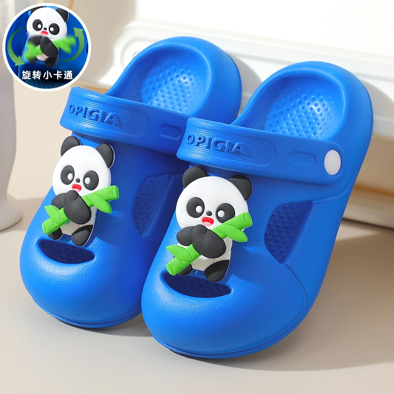 2025夏季新款熊猫洞洞eva宝宝鞋男童户外超软凉鞋女防滑儿童拖鞋