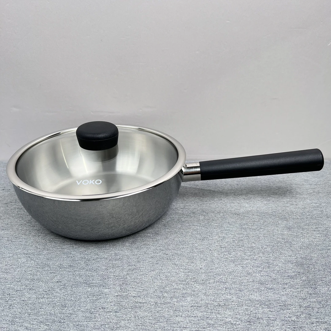 CG243 VOKO304不锈钢单柄雪平锅24*8.5CM带盖重约1.90KG