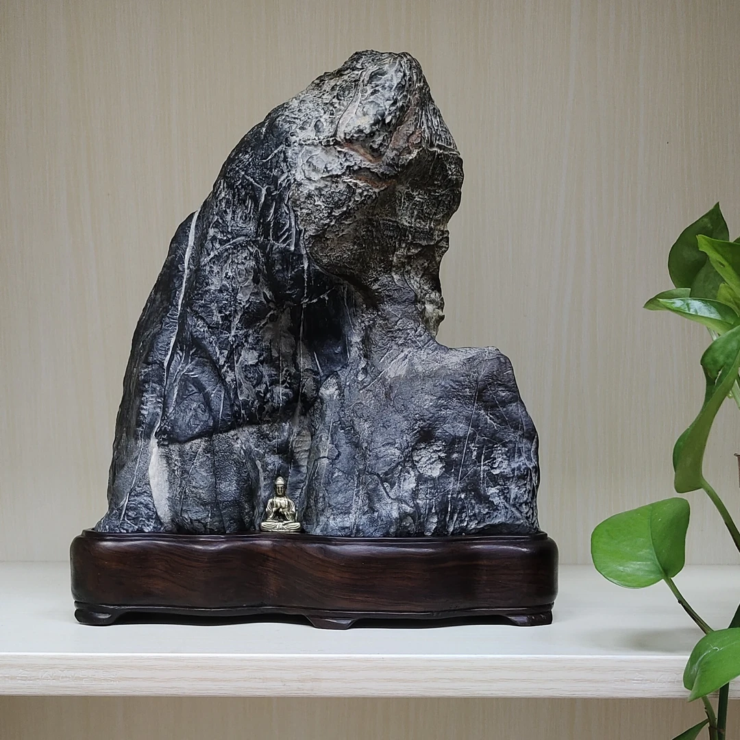 灵璧石·天地独尊峰·山峰靠山办公室红木家具奇石书画观赏石靠山石