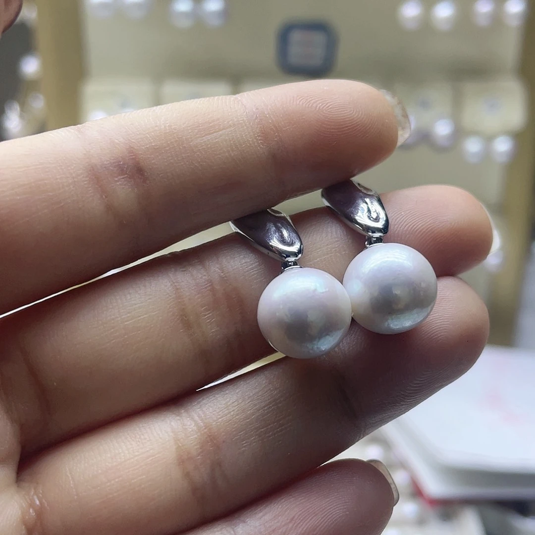 淡水珍珠耳饰银S925镶嵌