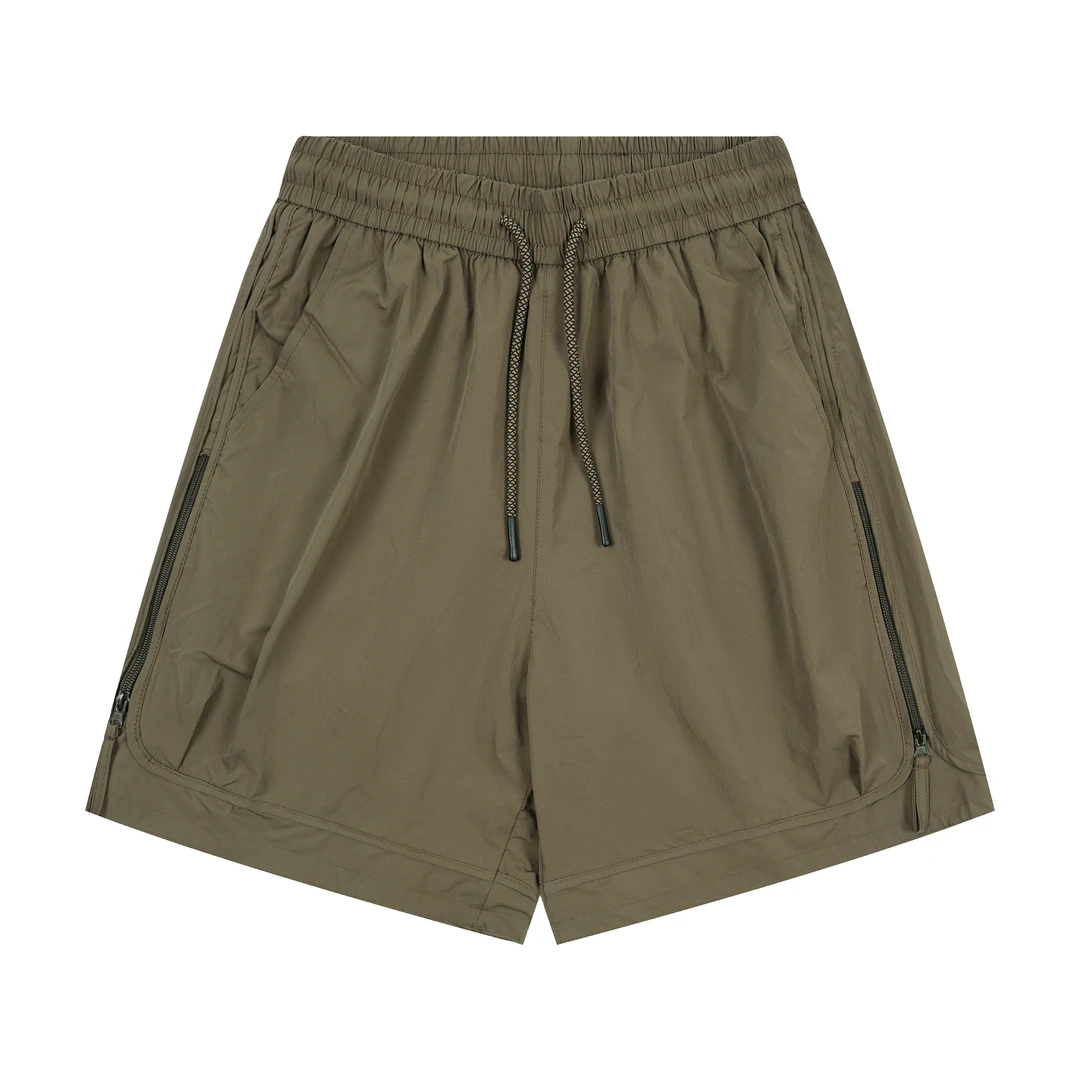 老颜原创新款侧拉链冰丝速干美式短裤夏季薄款宽松沙滩五分裤子男