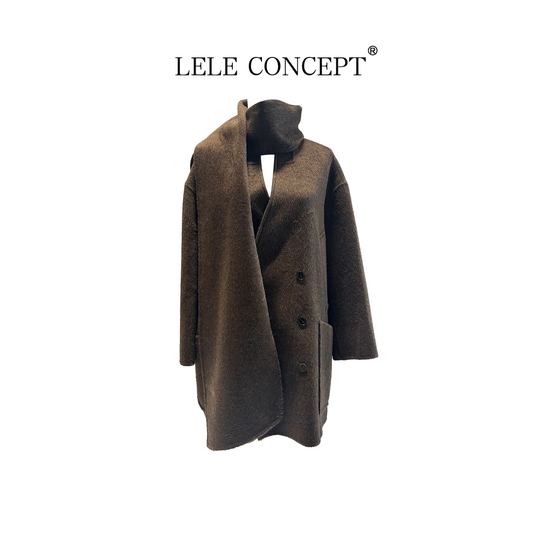 LELE CONCEPT丨【琥珀流光】时装气质设计款多兜围巾大衣FD25C0215Y