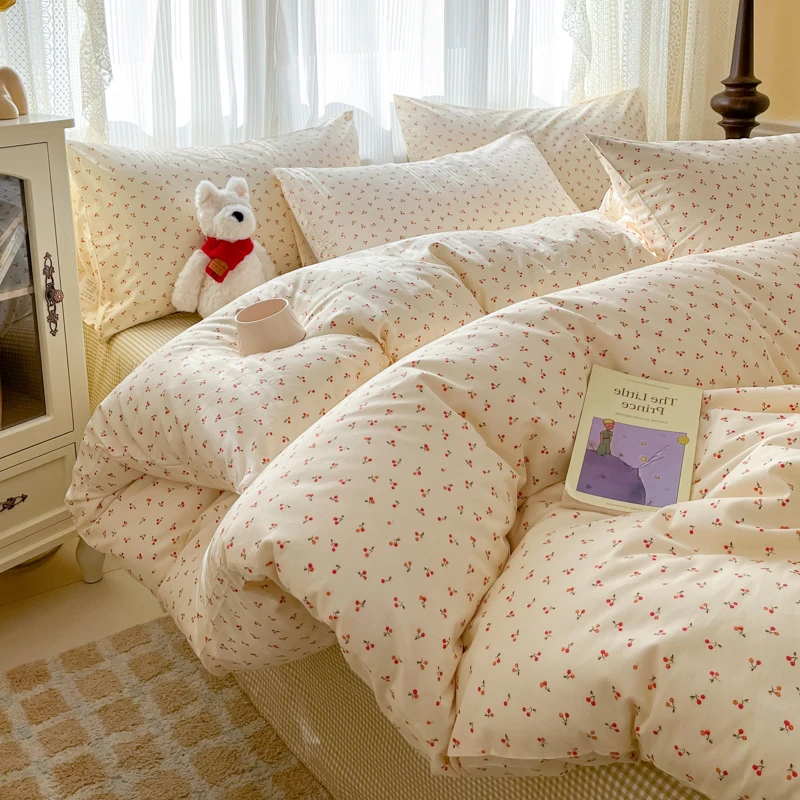 全棉小碎花四件套韩版小清新床单款床笠款学生三件套纯棉柔软透气