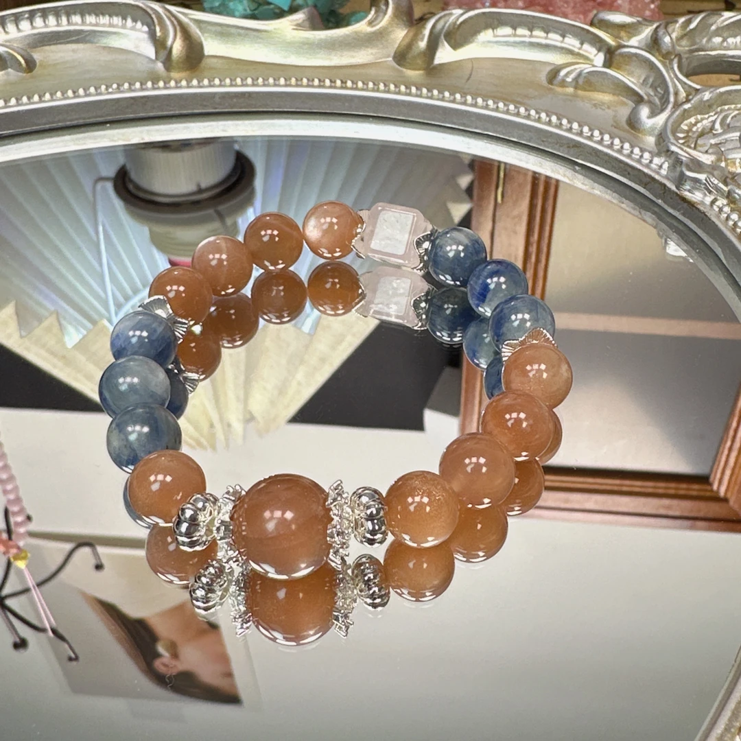《南法假日》太阳石手串搭配蓝晶石1153 颜色微差 多样性发一