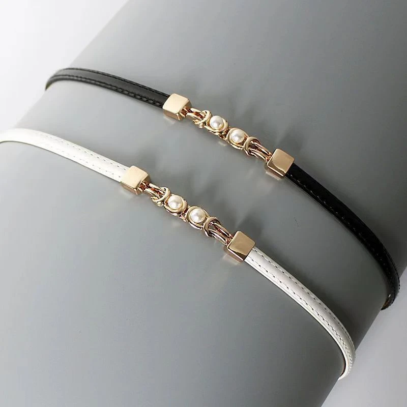 珍珠细腰带女配裙子扣时尚简约百搭装饰衬衫连衣裙收腰皮带腰链