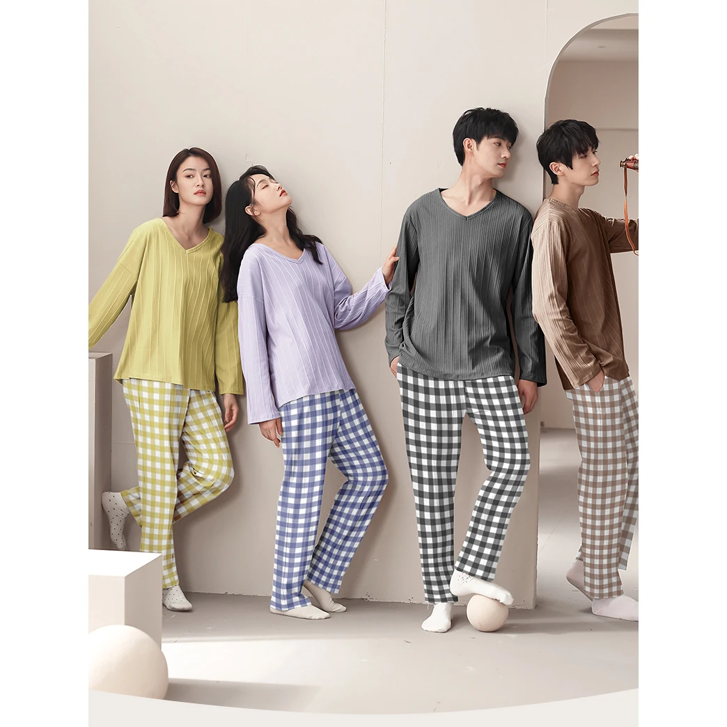 【纯色合集】睡衣女2024年新款春秋季长袖套装薄款高级外穿