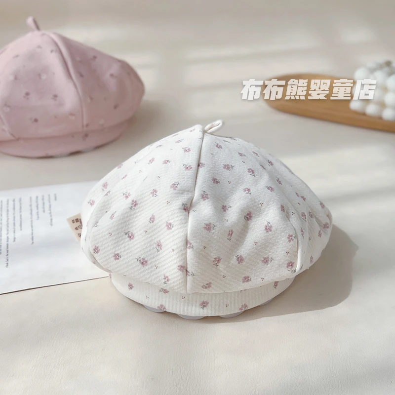 女宝宝春秋季薄款贝雷帽婴儿秋天韩版洋气套头帽女童画家帽报童帽