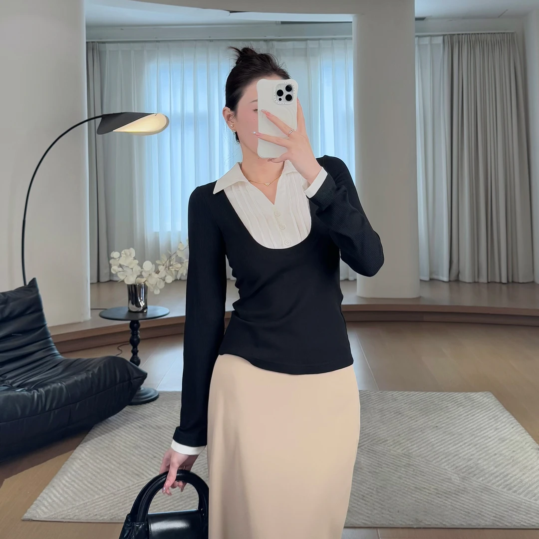 利祯新款【纽约画报】法式早春长袖显瘦针织衫毛衣上衣LZ1448