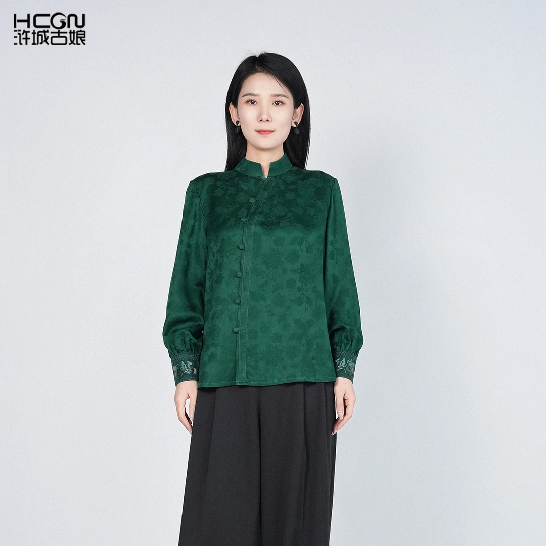 浒城古娘国风立领早春百搭时尚气质优雅辛妍香云纱上衣HASS060028