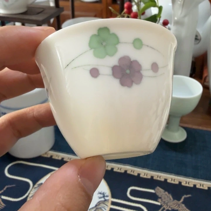 醴陵群力双色海棠星月杯微瑕