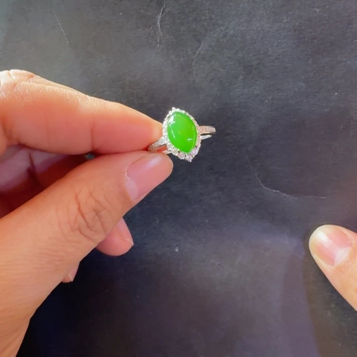 和田玉（碧玉）银S925镶嵌戒指