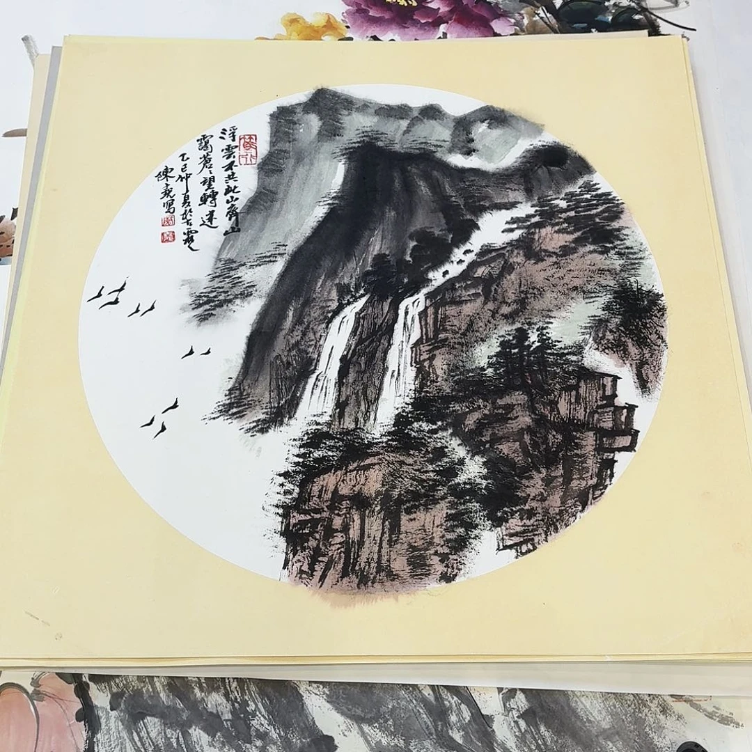 国画50.50卡纸画手绘作品