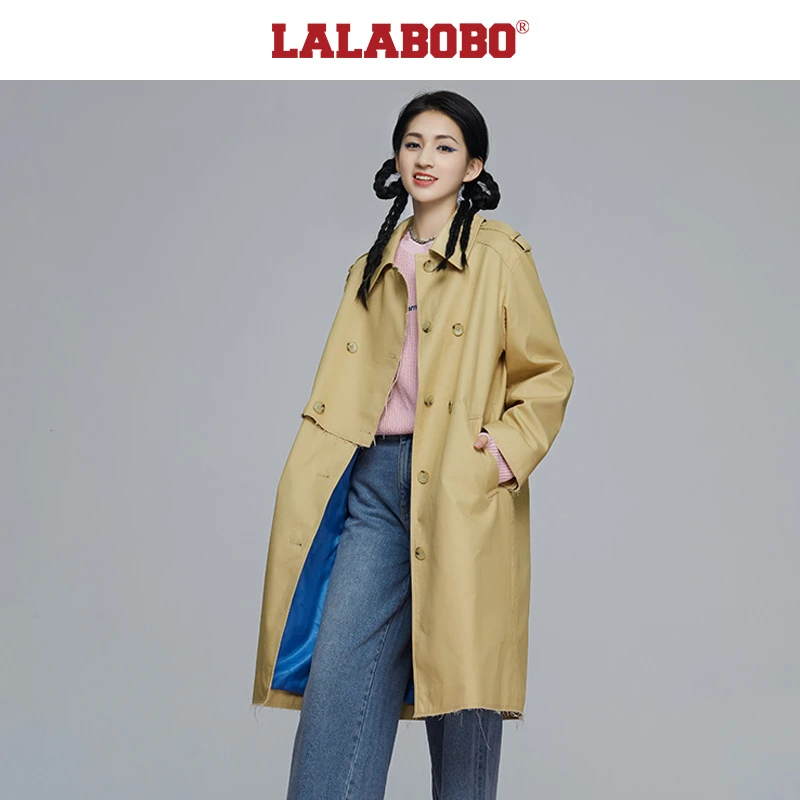 LALA秋新款原创慵懒风摩登拼接剪裁宽松风衣女|L21C-WSDW13