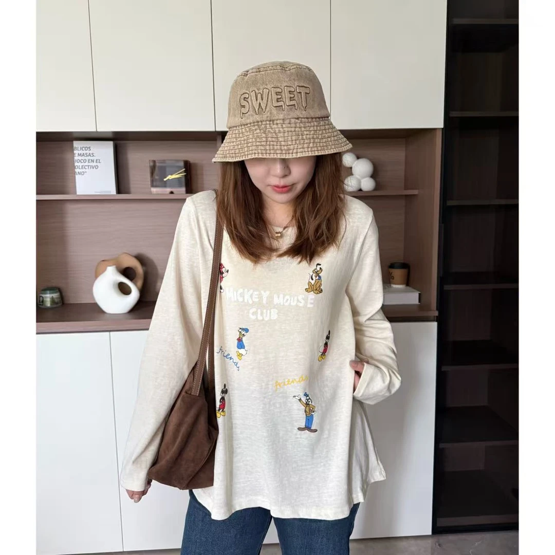 青青·STUDIO〖米奇长T〗秋款微胖显瘦米奇印花卡通长袖T恤QQ2515