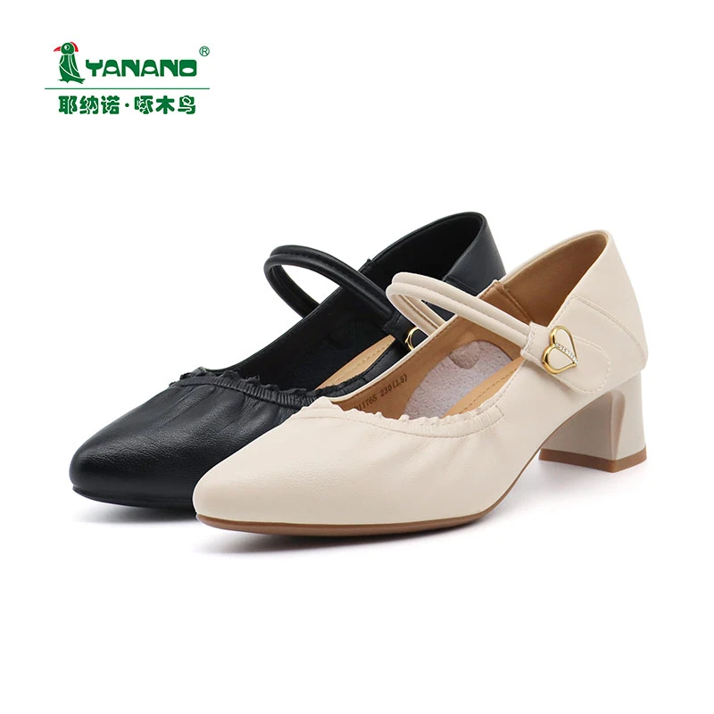 女单鞋中跟玛丽珍鞋高跟皮鞋方头软底百搭浅口工作鞋