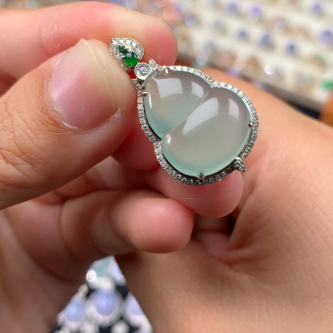 翡翠18K金镶嵌吊坠(不含链)