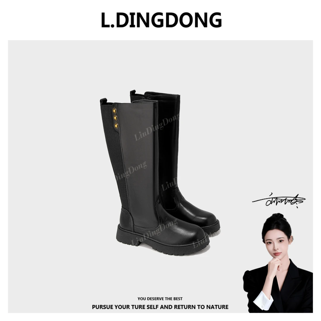 【刘叮咚女鞋】长靴短靴秋冬厚底长筒圆头高筒靴女靴时装靴