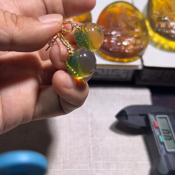 米***爱琥珀颈饰未镶嵌琥珀耳环