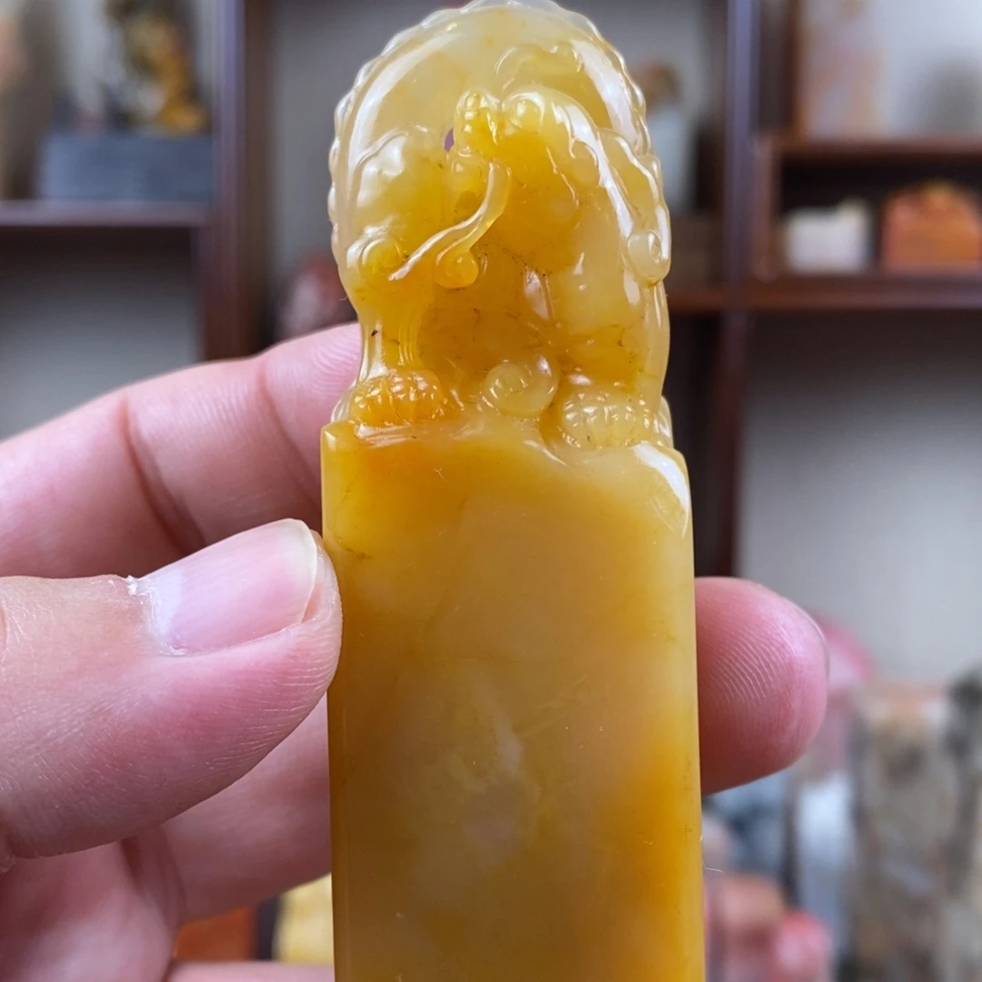 巴林石印石巴林石手工雕古兽钮章