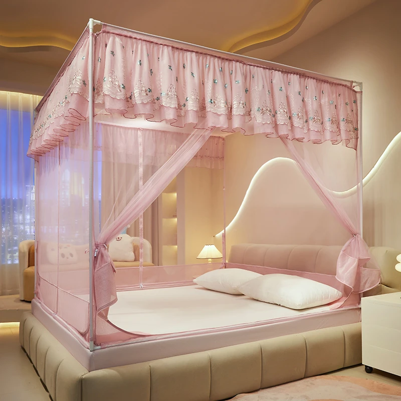 家用蚊帐2024新款免安装儿童防摔蒙古包婴儿防掉床全底女孩公主风