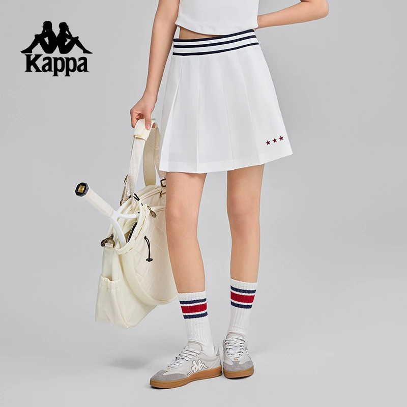 Kappa背靠背运动半身裙女新款休闲百搭短裙A字裙复古百褶裙网球裙