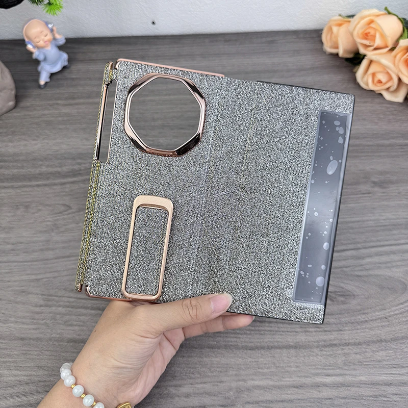 适用华为mateXT非凡大师手机壳新款电镀闪粉双中轴保护翻盖式皮套