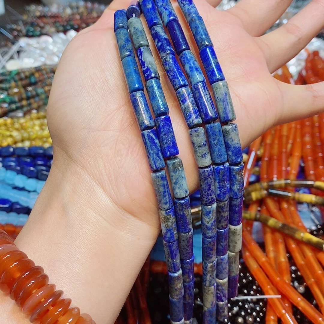 玛瑙/玉髓散珠天然青金圆管6✖️16mm