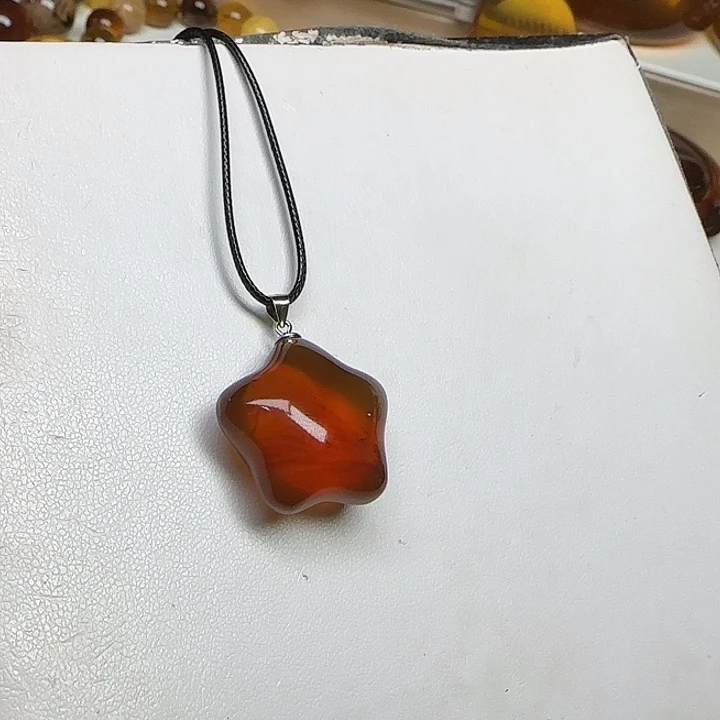 琥珀颈饰未镶嵌天然缅甸琥珀星星吊坠