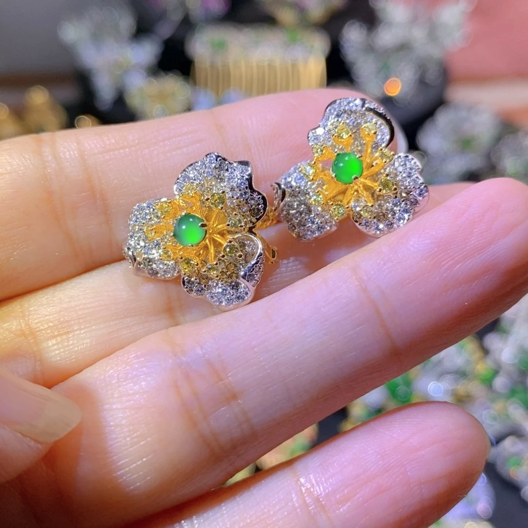 吊坠(不含链)银S925镶嵌翡翠