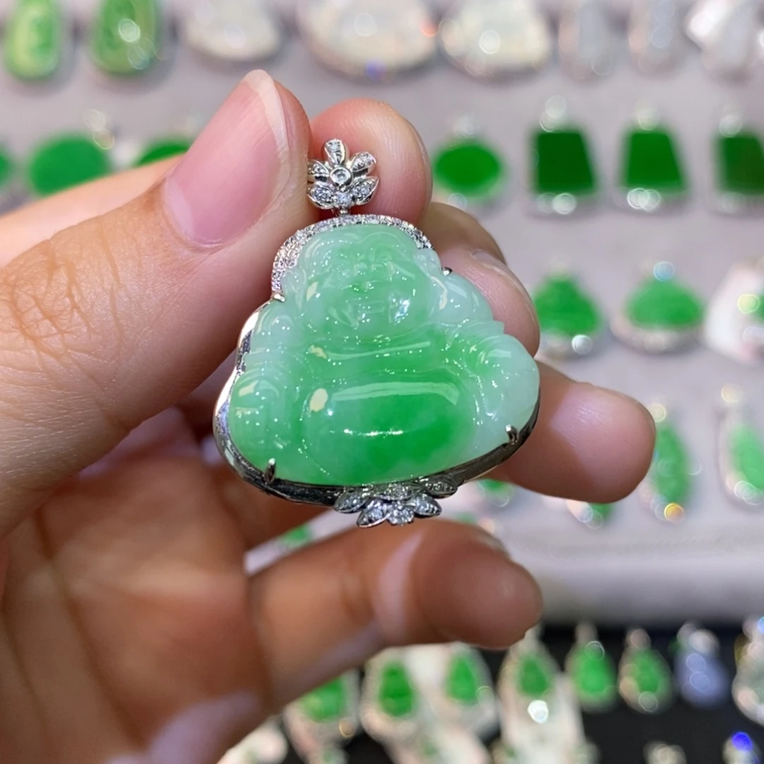 翡翠18K金镶嵌吊坠(不含链)