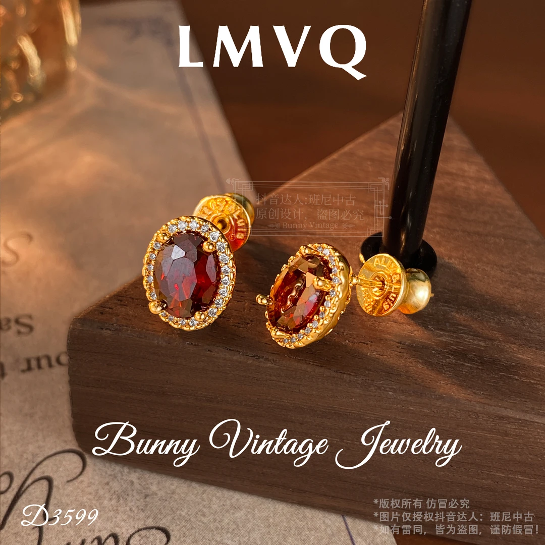 镀K金D3599 法★【红色典雅】冬LMVQ 罗曼维奇 限定 耳钉