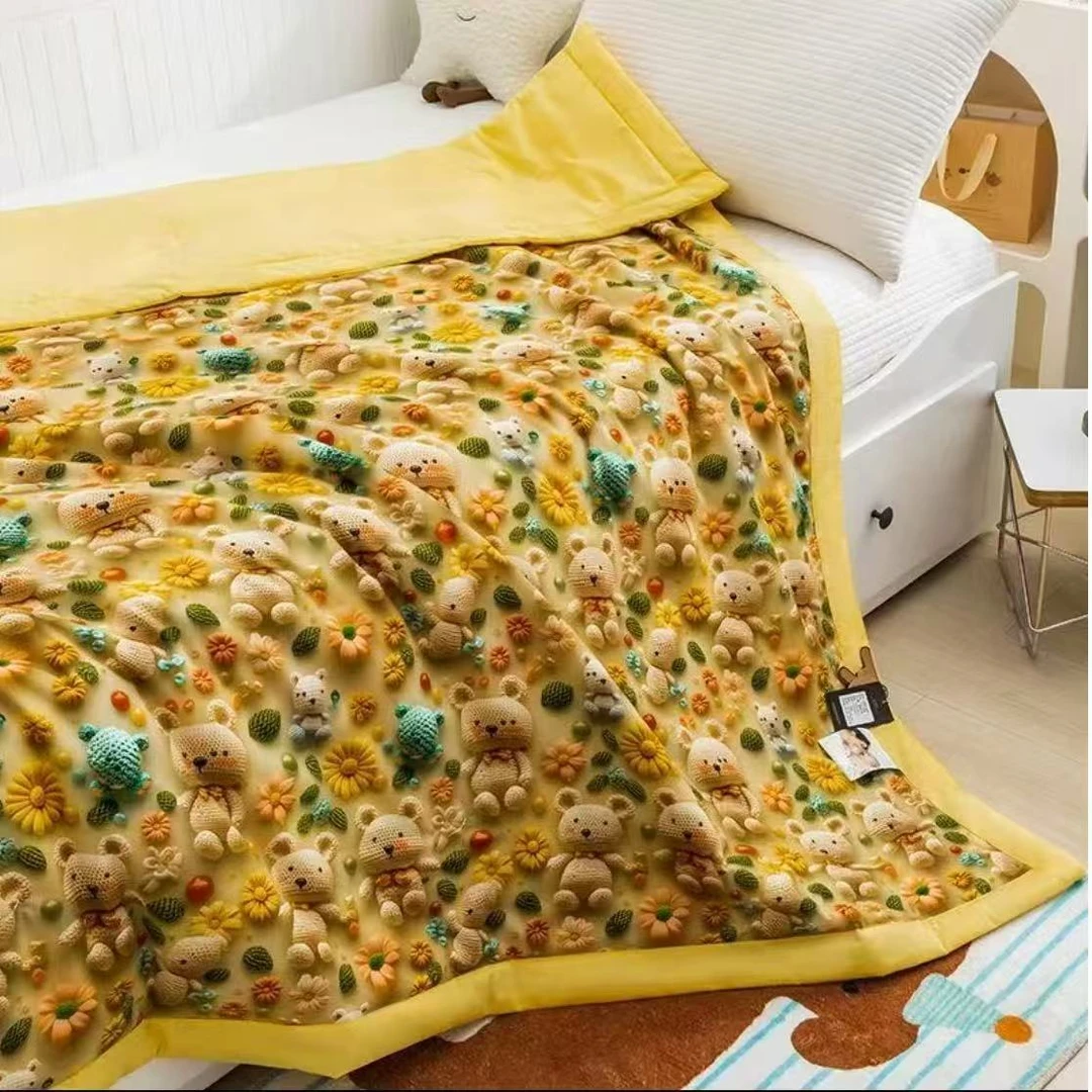 【外贸厡单】5D立体凉感夏凉被柔软舒适数码印花卡通冰丝薄被子