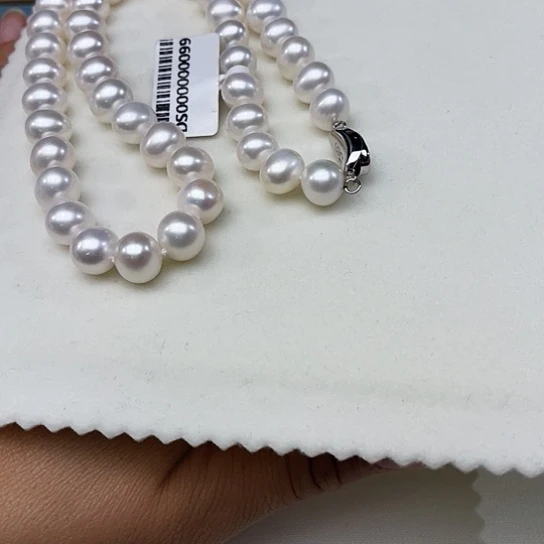 淡水珍珠颈饰银S925镶嵌卡9到10高品极光冷白毕业级