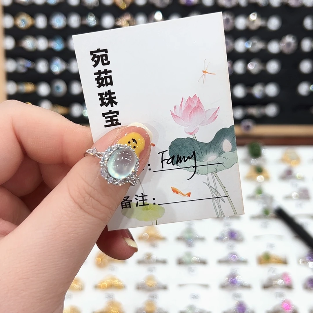 蛇纹石玉银S925镶嵌戒指F***y戒指