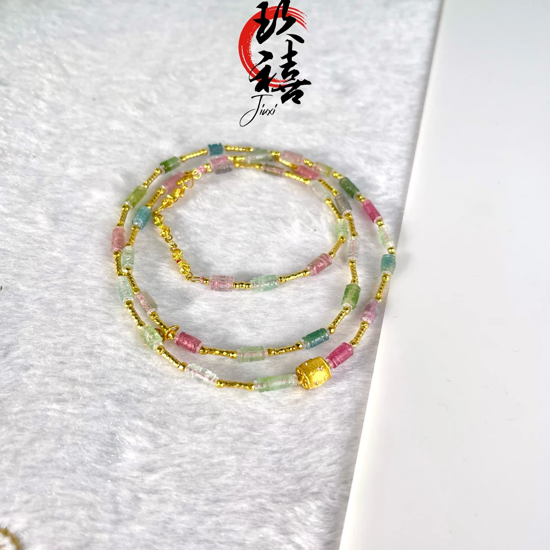 【二妹推荐】碧玺回纹桶珠项链 B31902322 0065 多样性发一