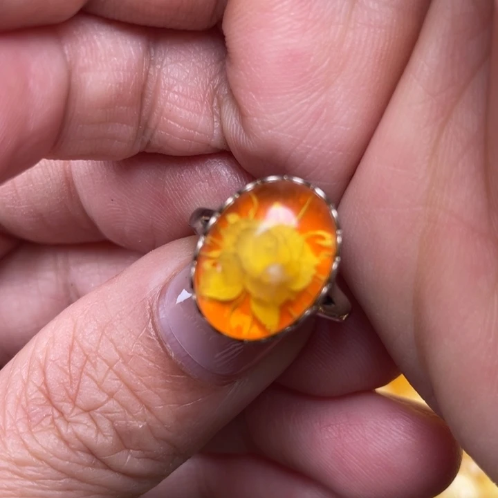 裸石蜜蜡银S925镶嵌蜜蜡戒指