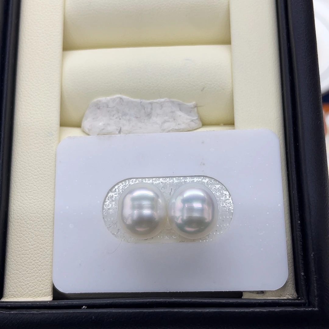 海水珍珠未镶嵌裸珠澳白宝石光对珠10-11mm