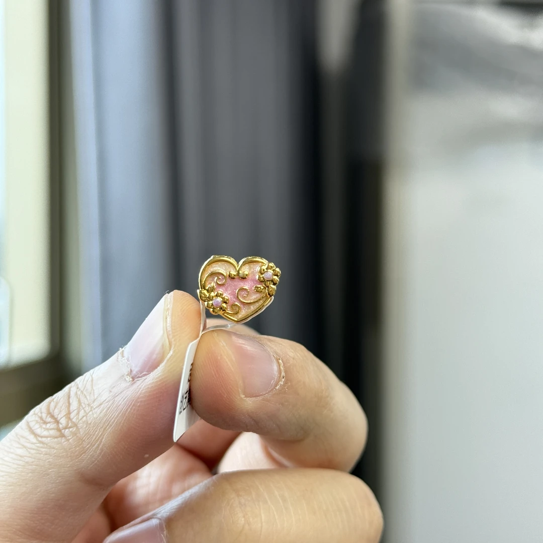 足金999粉桃心中穿配件