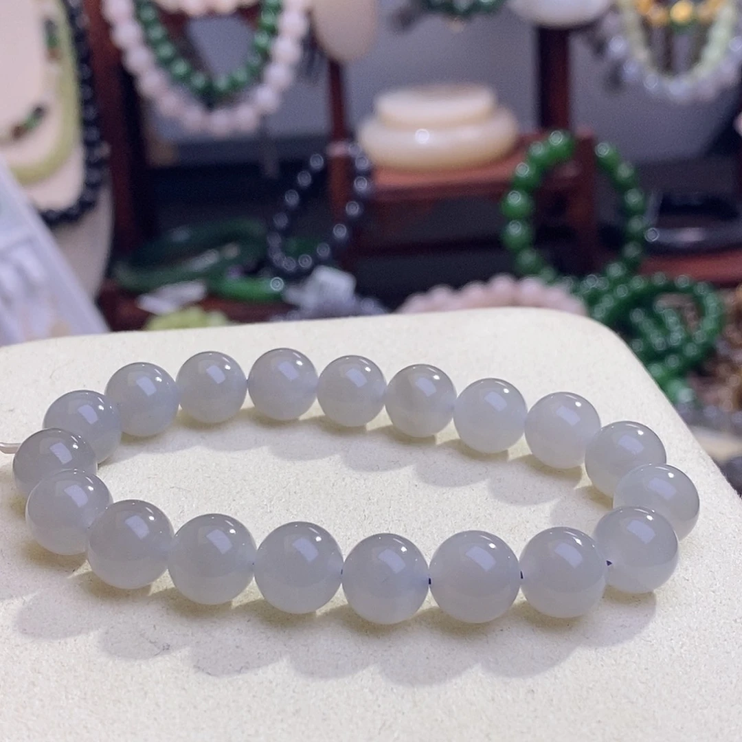 和田玉收藏级烟紫高冰仙紫老矿料手串10m未镶嵌