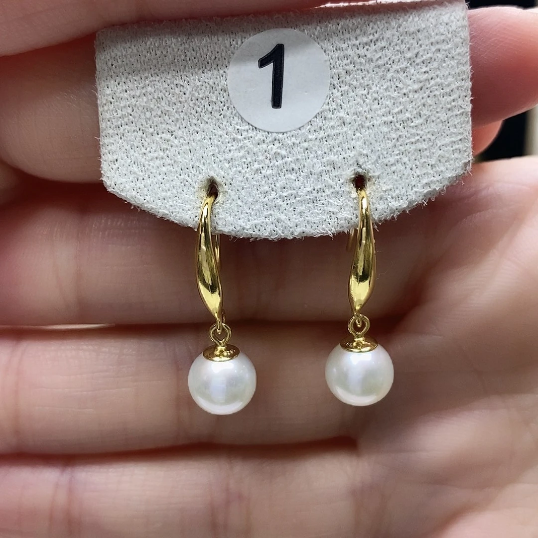 淡水珍珠耳饰银S925镀金镶嵌