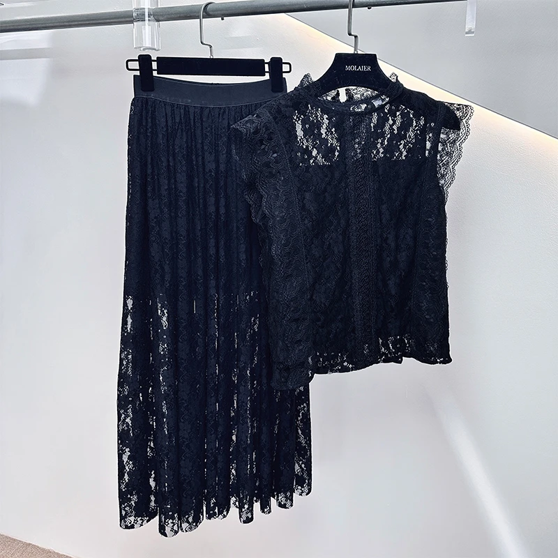 【芯芯专属】新款法式气质时尚蕾丝上衣减龄收腰显瘦半身裙两件套女