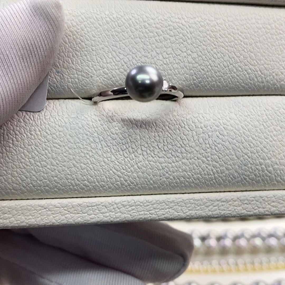 银S925镶嵌戒指海水珍珠ke shi