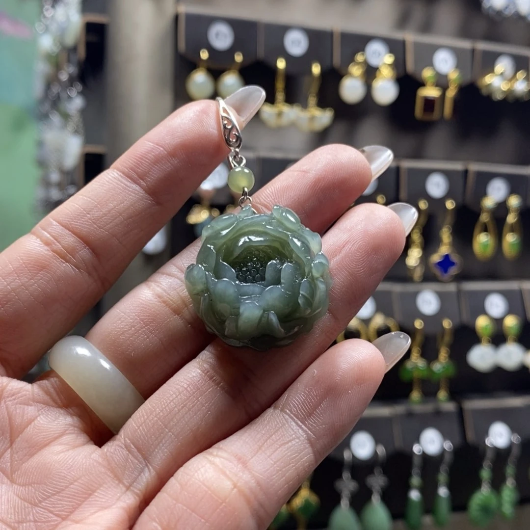 和田玉耳饰银S925镶嵌L***a