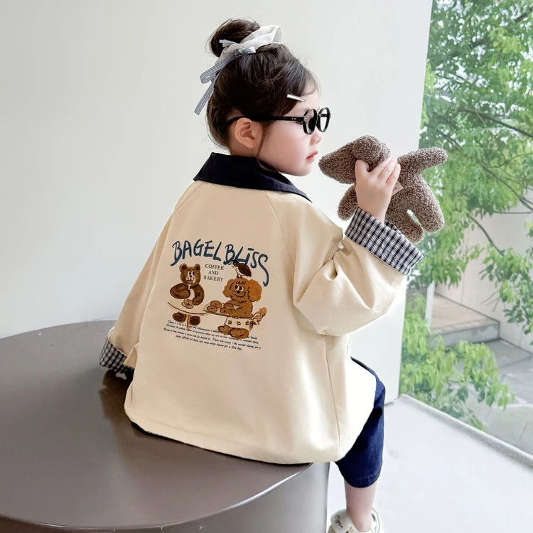 早秋女童外套2025新款儿童洋气两面穿夹克宝宝休闲百搭宽松上衣